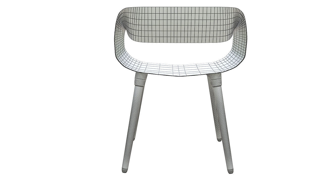 Plastic chair wooden legs 3D model_10