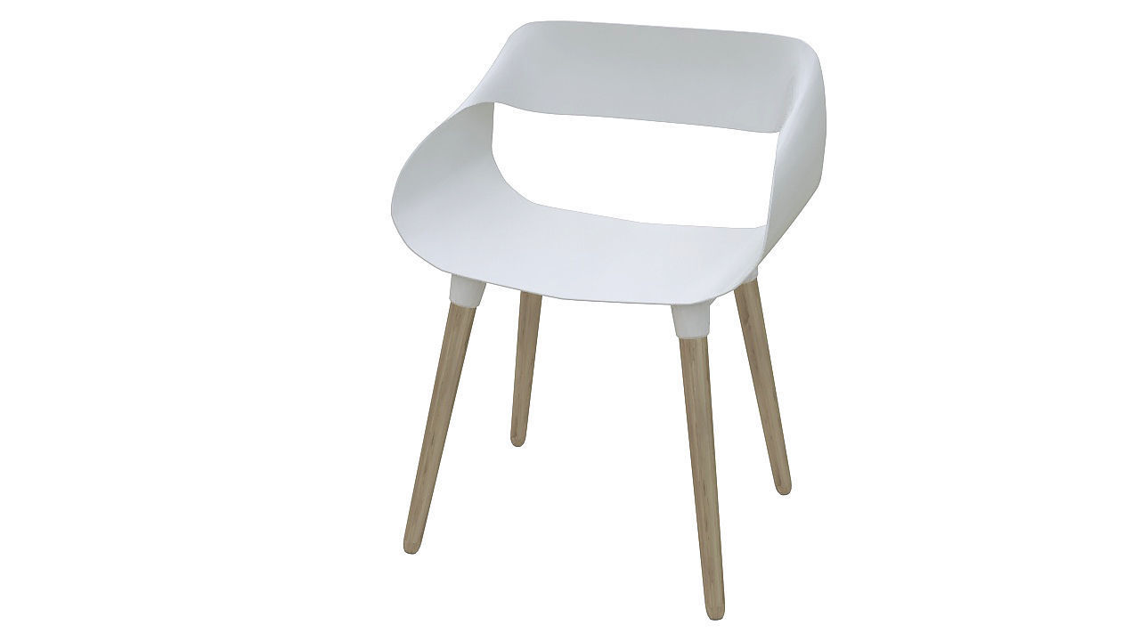 Plastic chair wooden legs 3D model_2