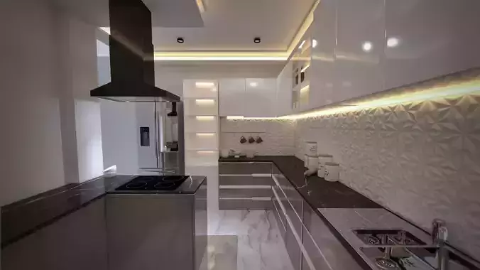 KITCHEN closet with two doors and wooden shelf