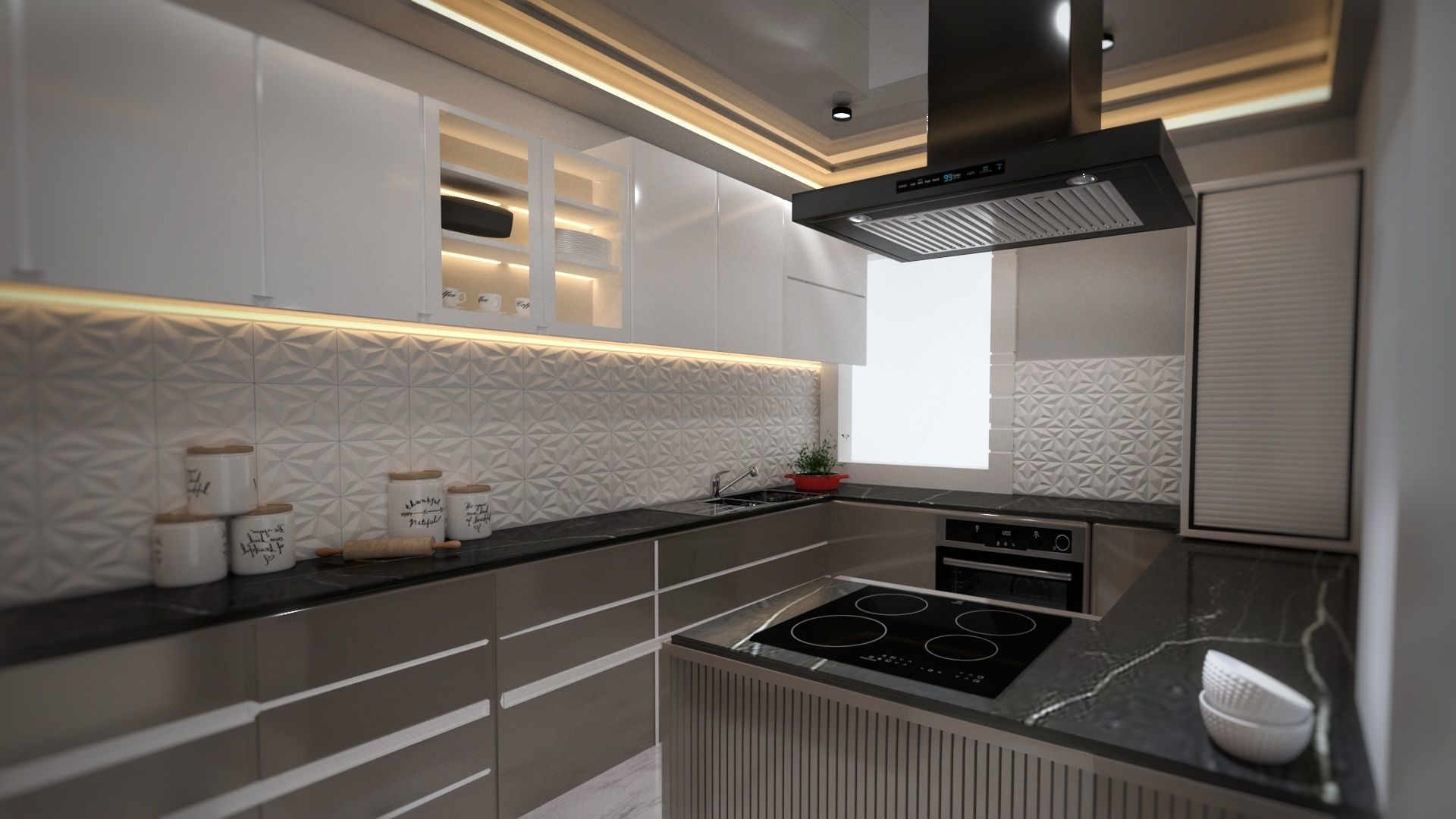 KITCHEN closet with two doors and wooden shelf 3D model_1