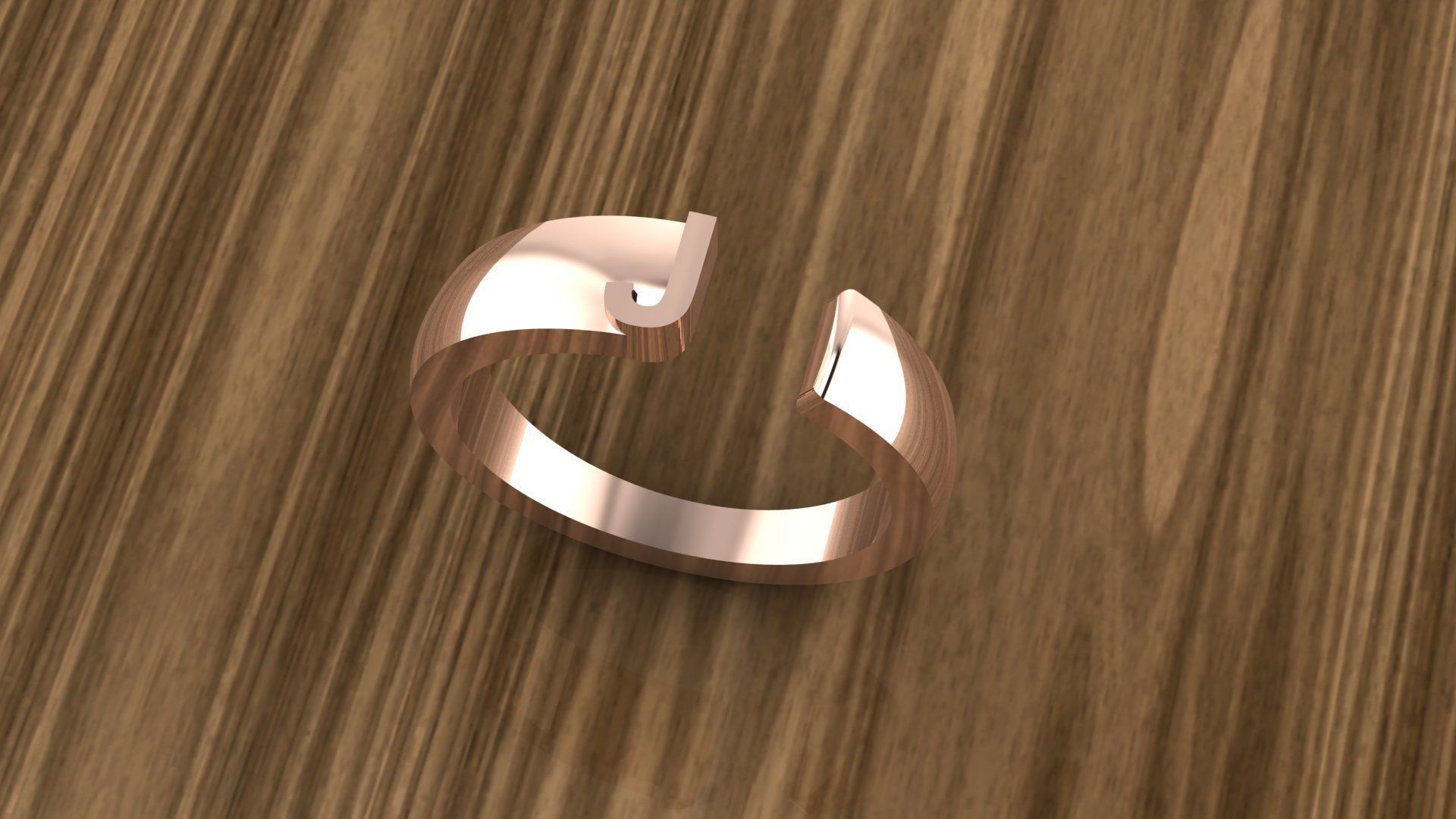 Alphabet Ring J 3D print model_6