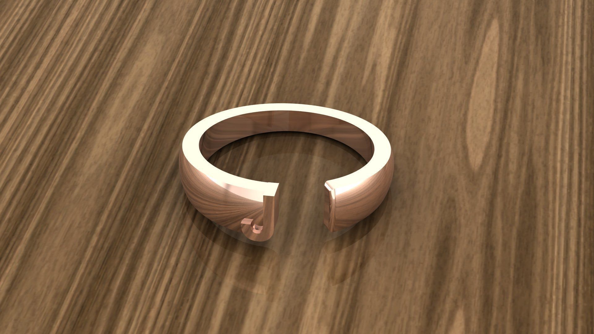 Alphabet Ring J 3D print model_3