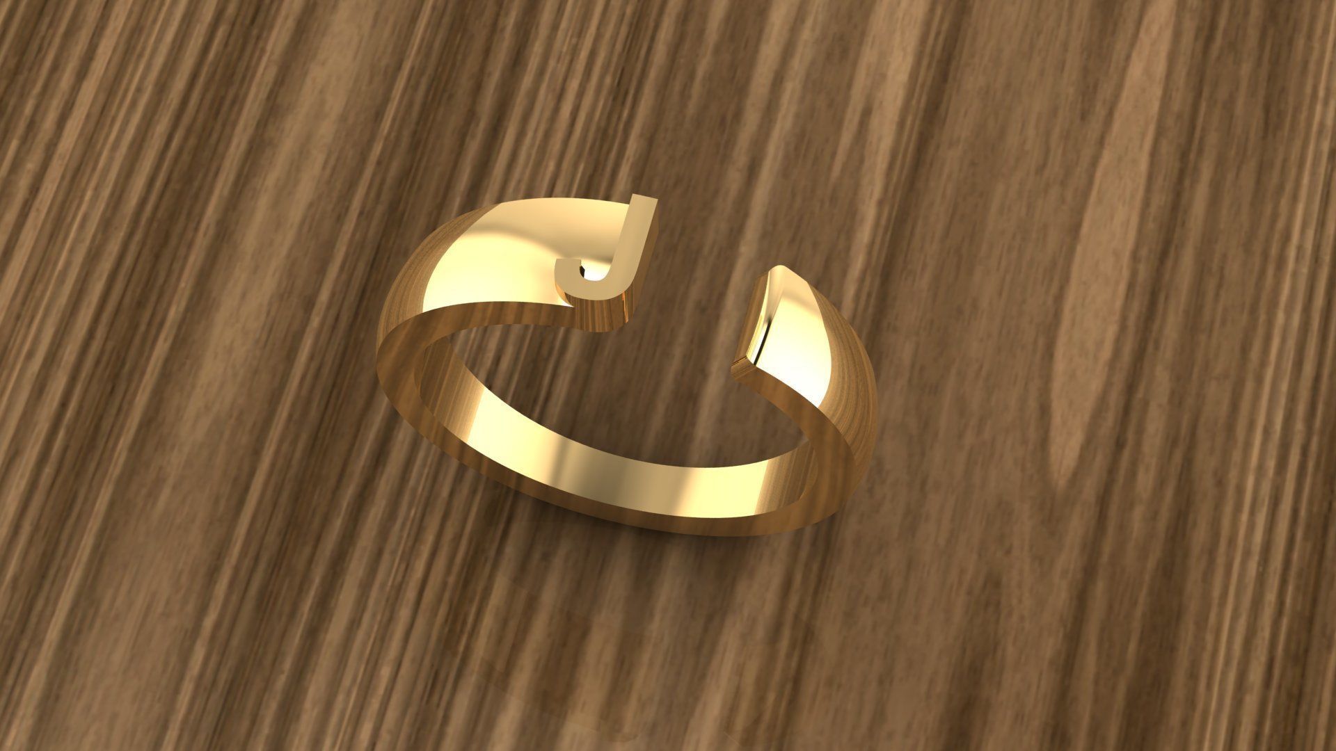 Alphabet Ring J 3D print model_13