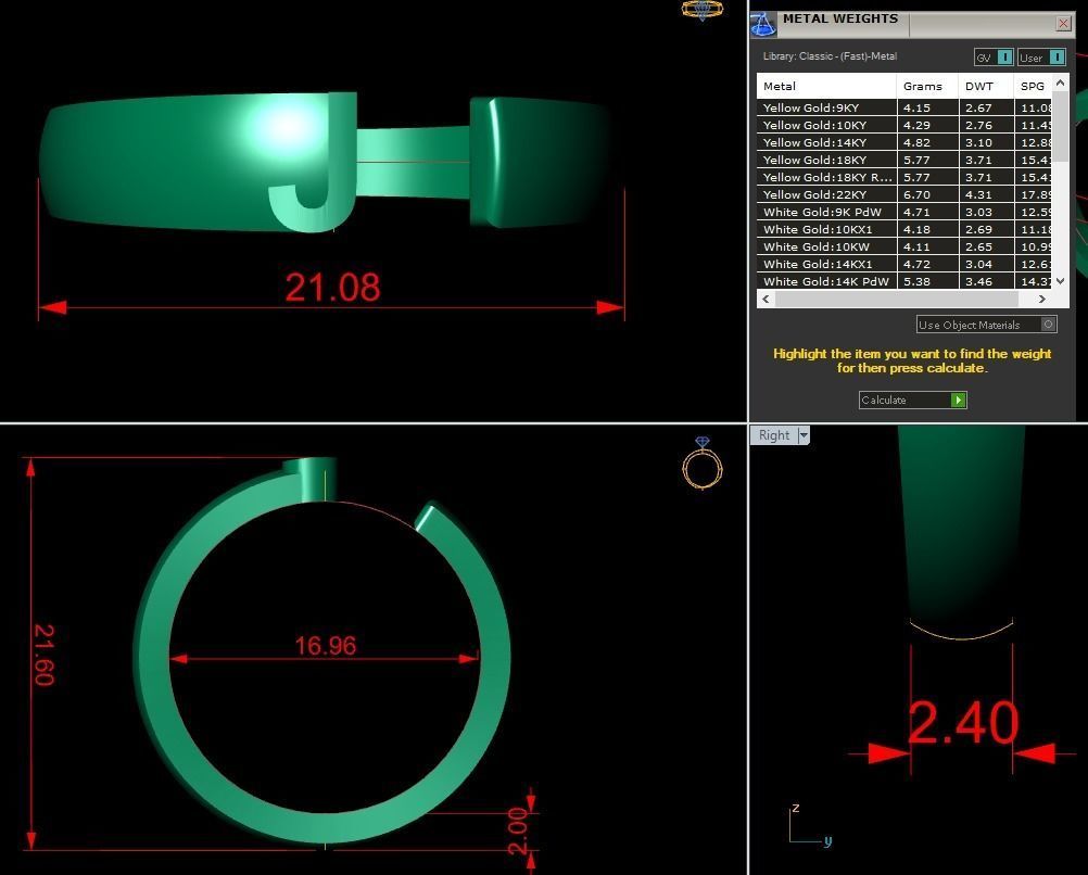 Alphabet Ring J 3D print model_1