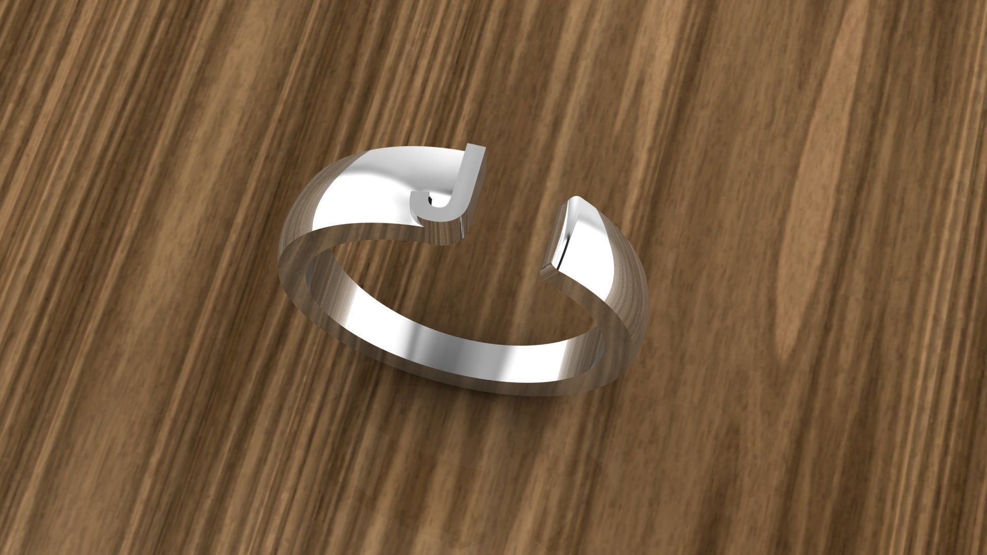 Alphabet Ring J 3D print model_9