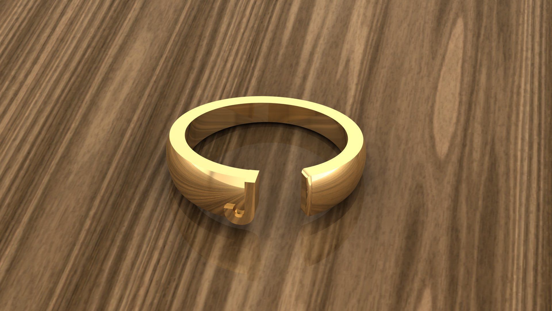 Alphabet Ring J 3D print model_11