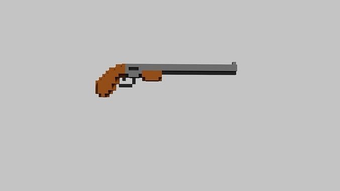 Shotgun Voxel Low-poly 3D model