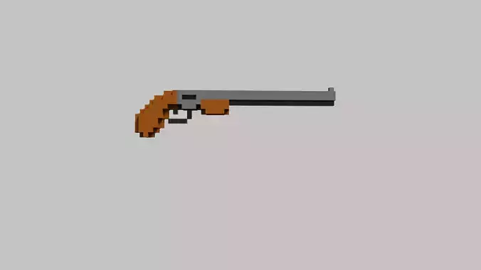 Shotgun Voxel Low-poly 3D model