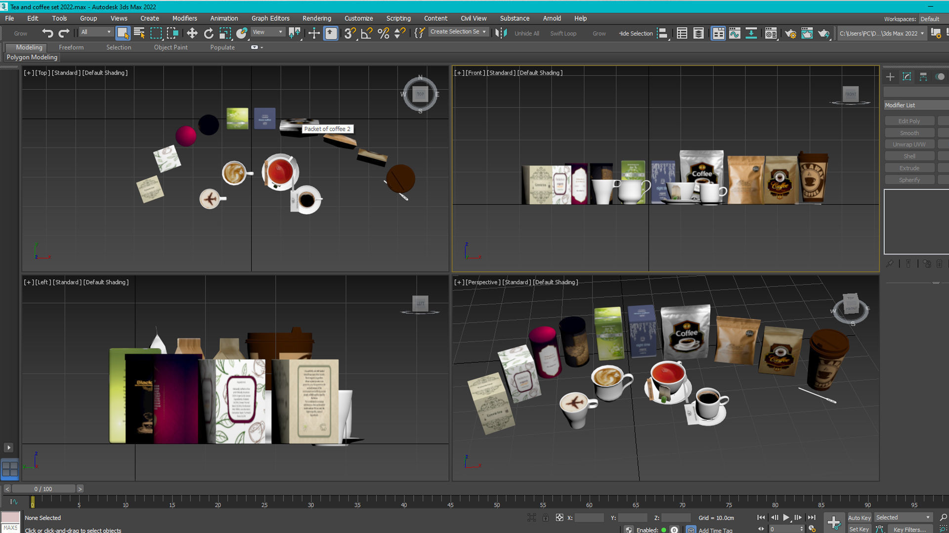 Tea and coffee set Low-poly 3D model_8