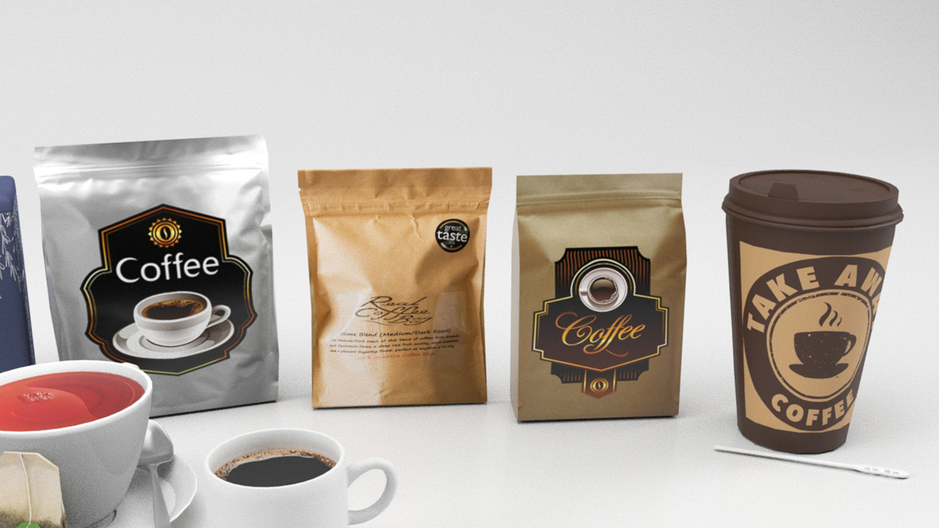 Tea and coffee set Low-poly 3D model_6