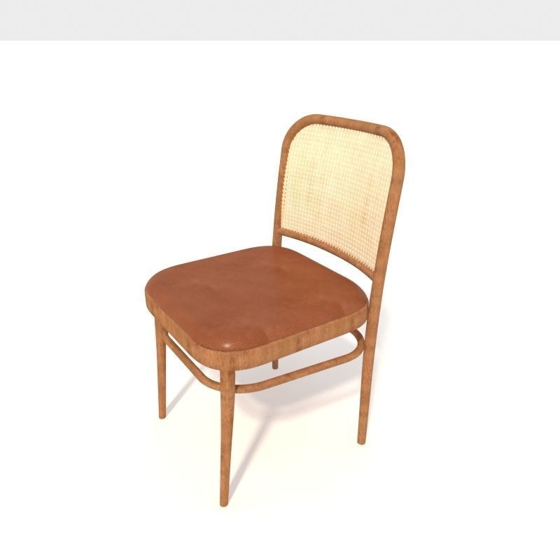 Chair wooden with cane seat 3D model_2