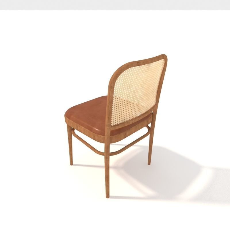 Chair wooden with cane seat 3D model_3