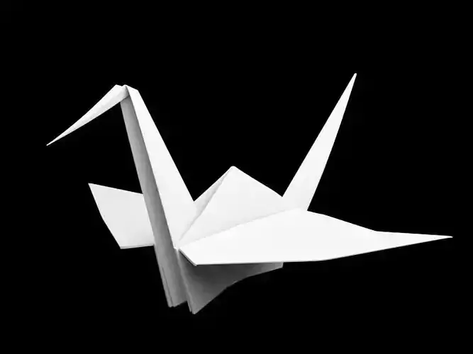 Folded Paper Origami Swan - Crane