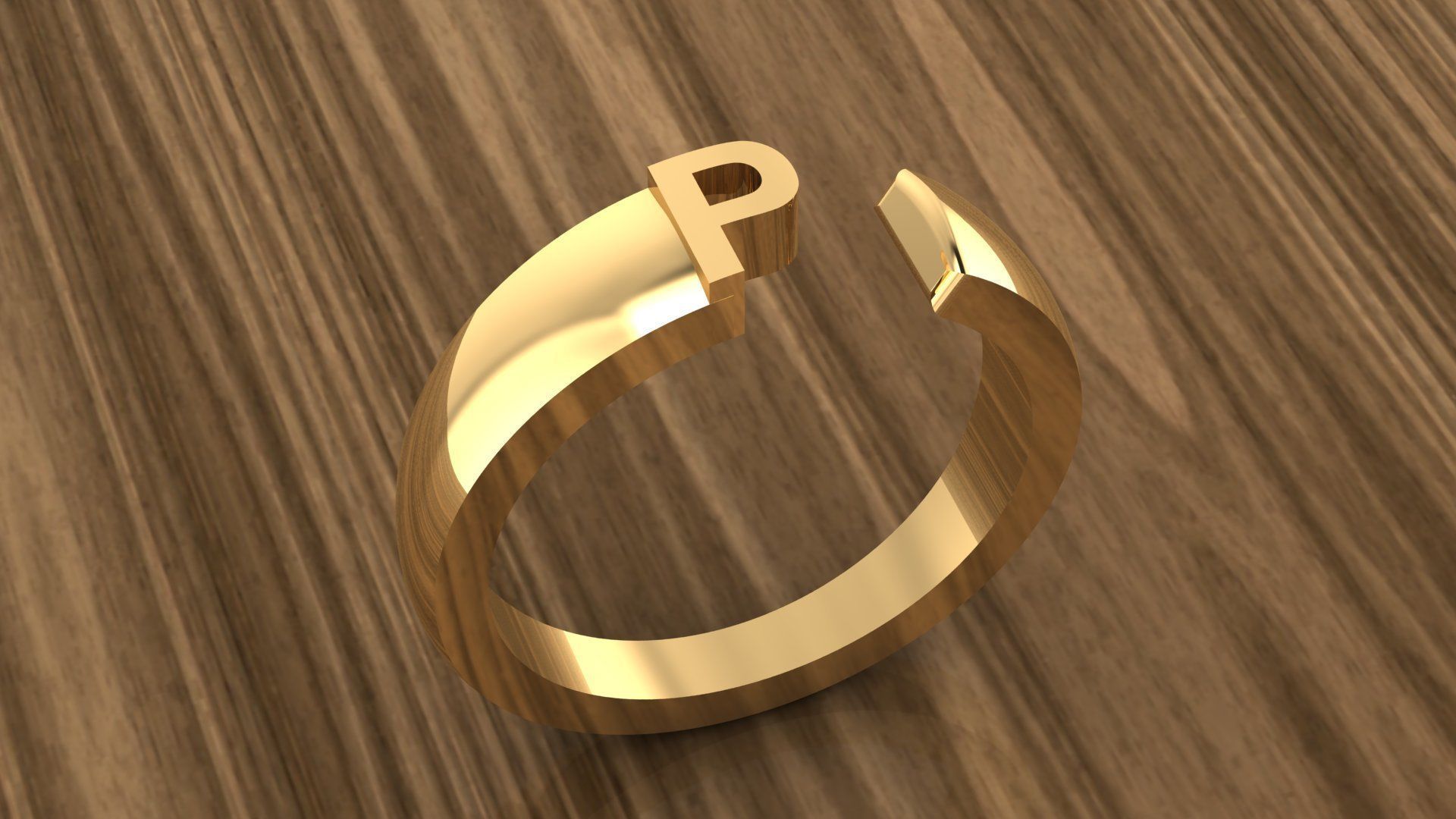 Alphabet Ring P 3D print model_9