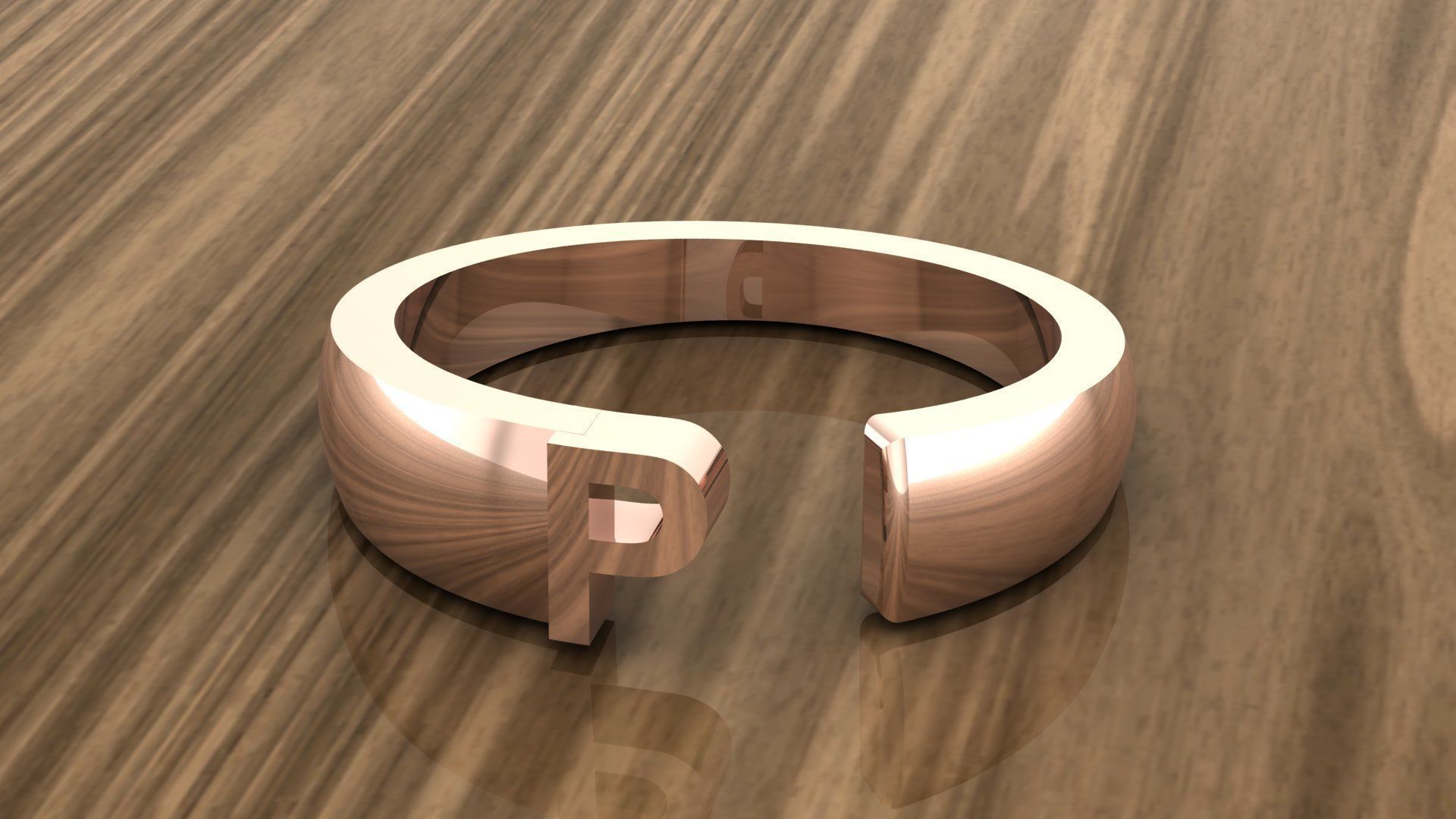 Alphabet Ring P 3D print model_3