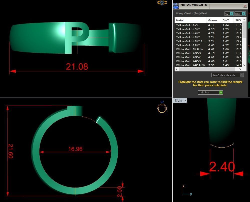 Alphabet Ring P 3D print model_1