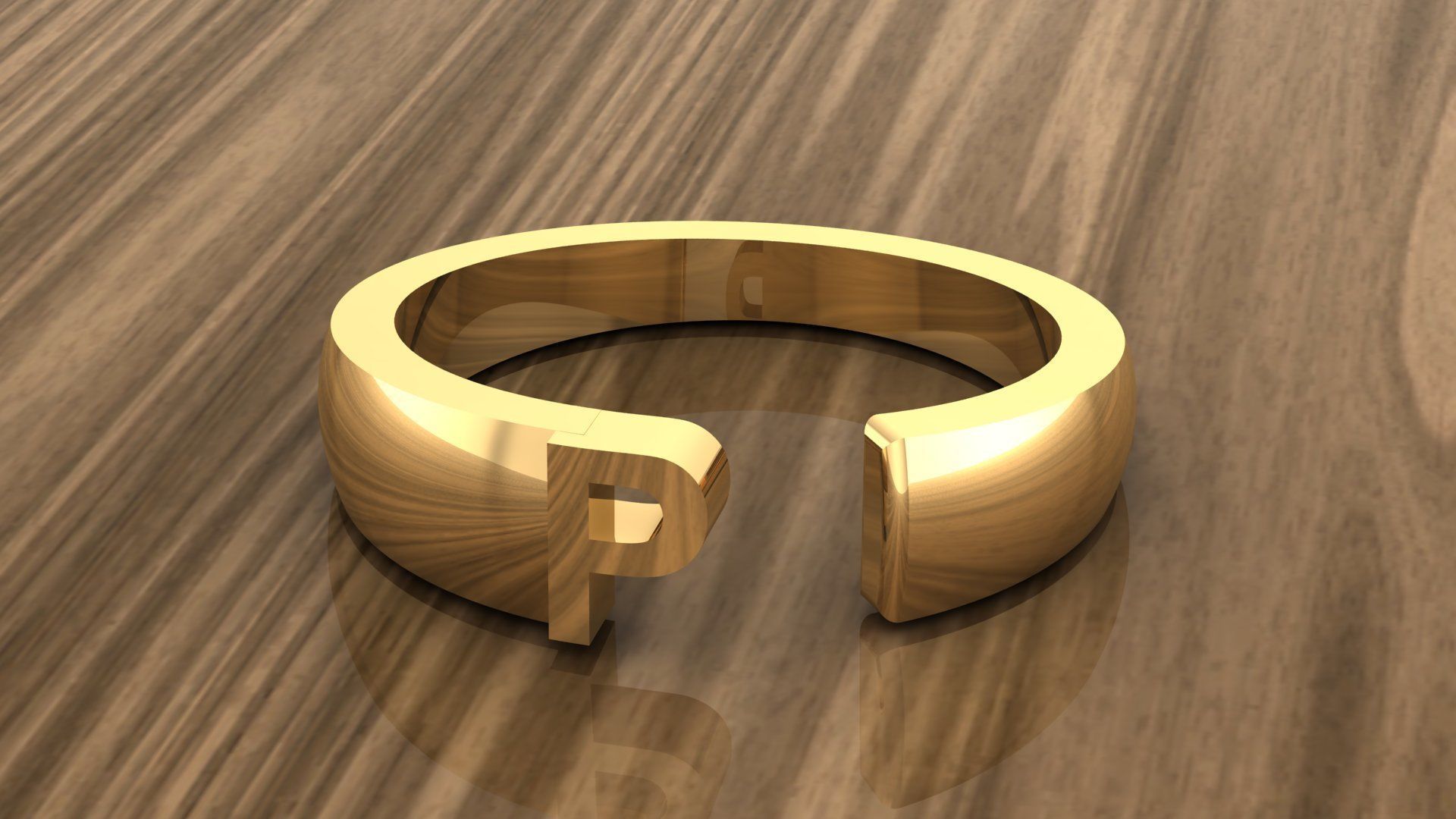 Alphabet Ring P 3D print model_11