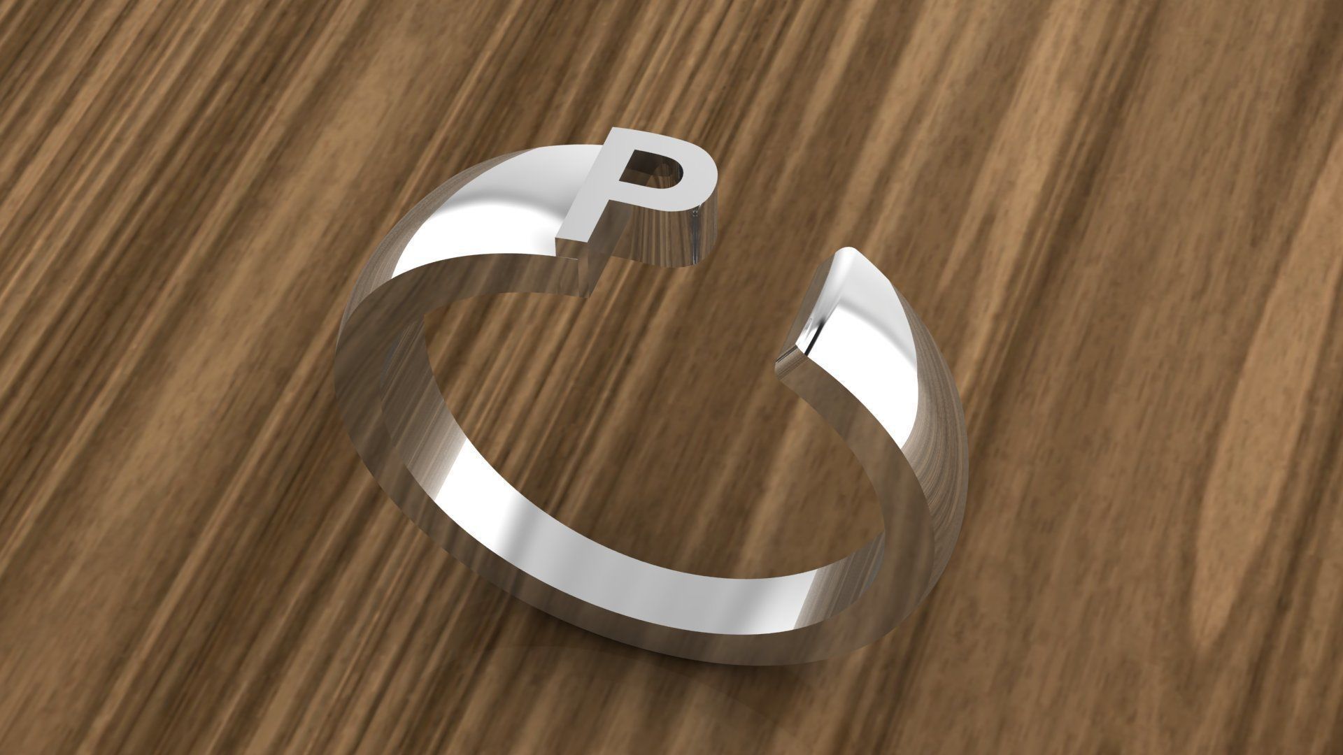 Alphabet Ring P 3D print model_13