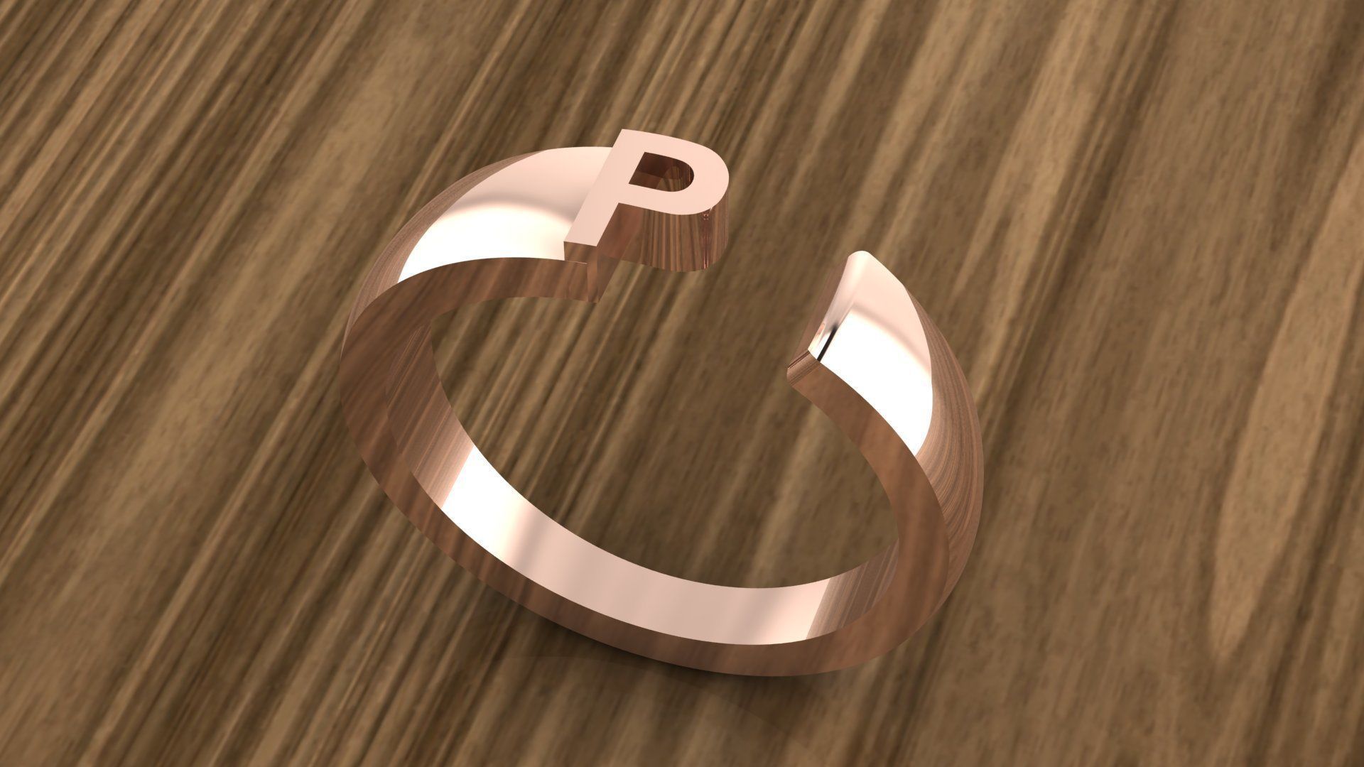Alphabet Ring P 3D print model_7