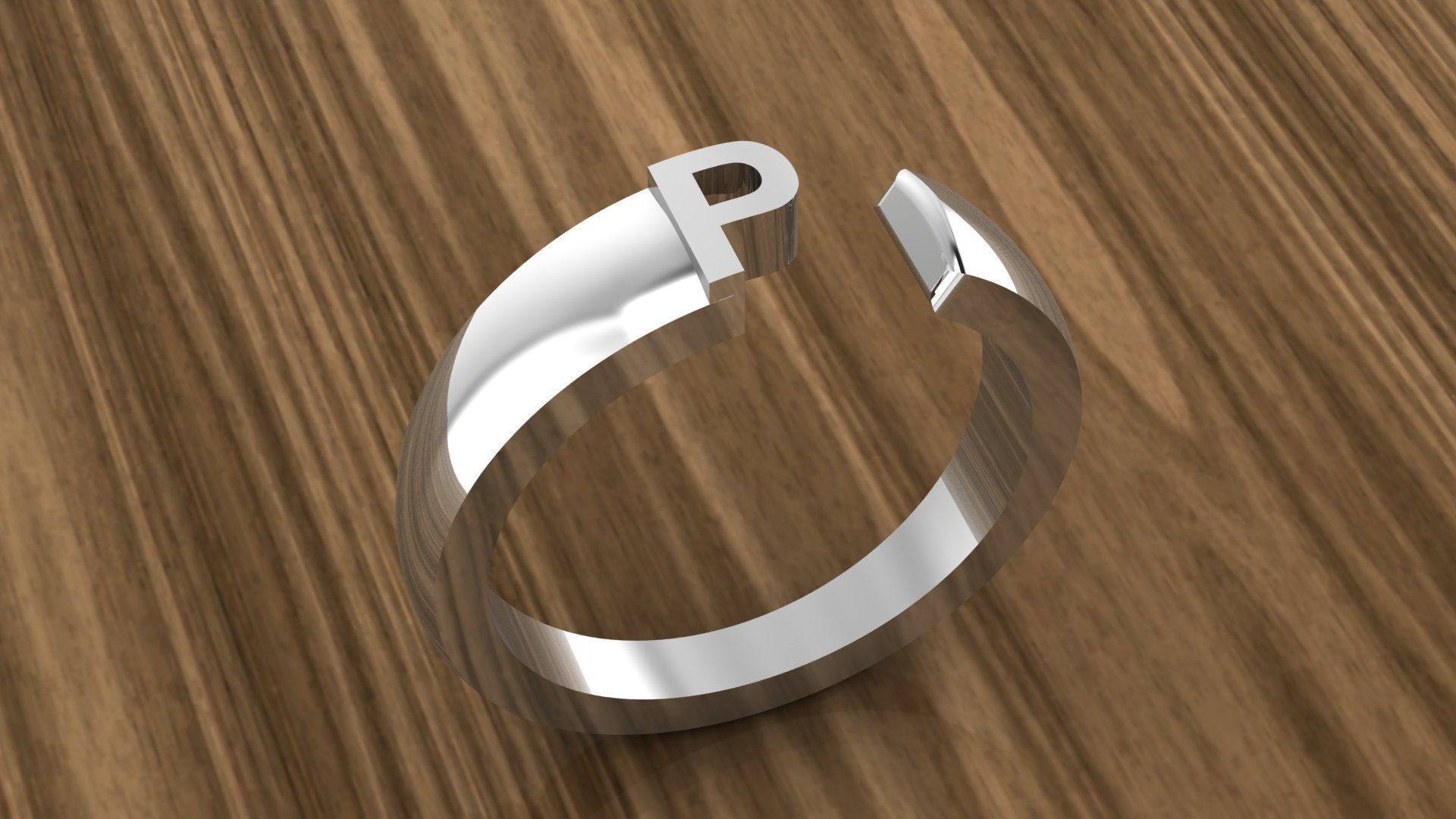 Alphabet Ring P 3D print model_8