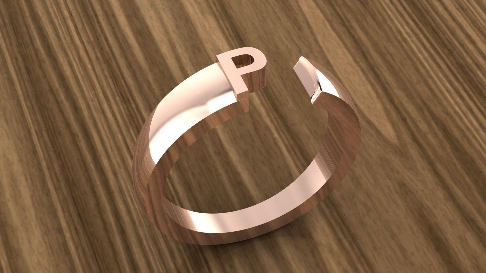 Alphabet Ring P 3D print model_6