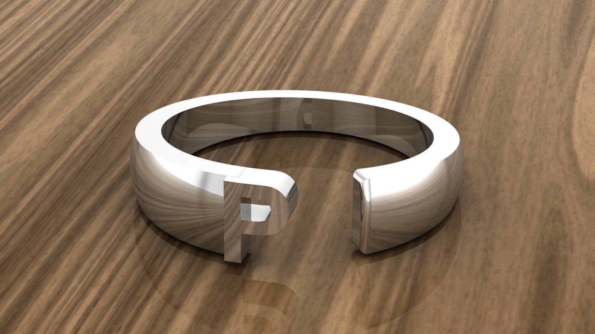 Alphabet Ring P 3D print model_10