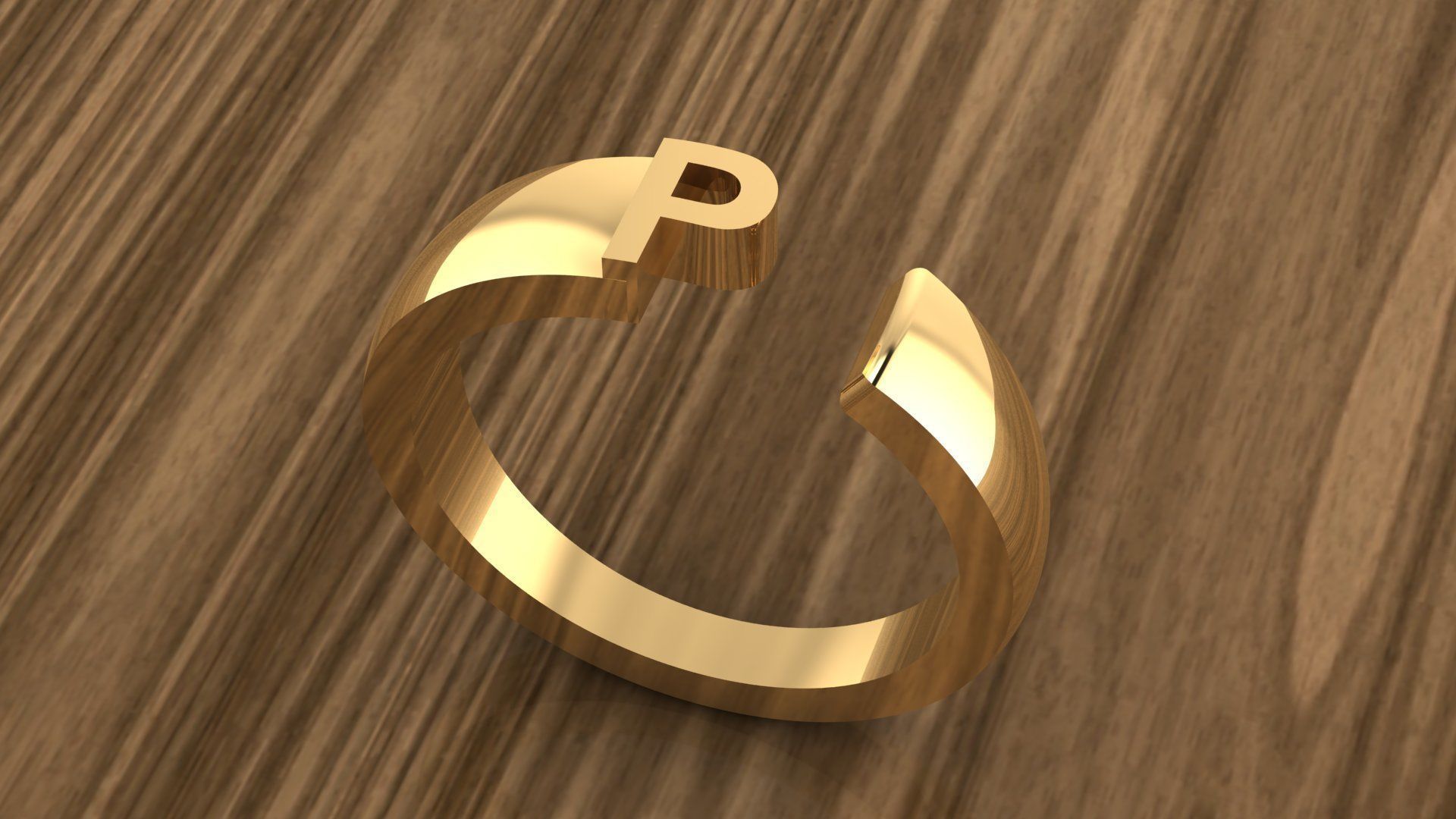 Alphabet Ring P 3D print model_14
