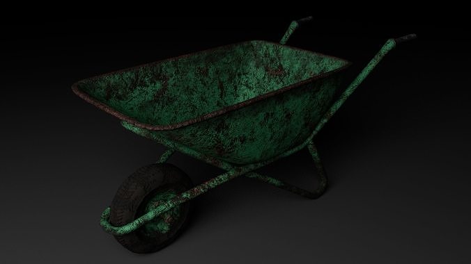 Wheelbarrow old Low-poly 3D model