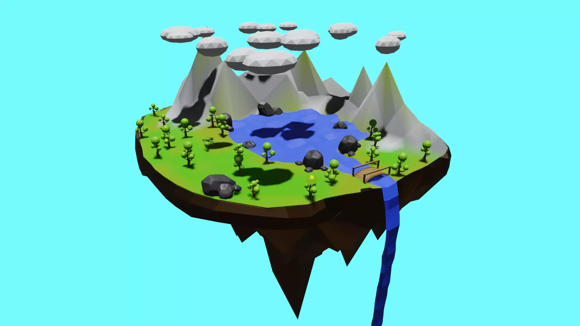 Flying Island LOW-POLY Free low-poly 3D model
