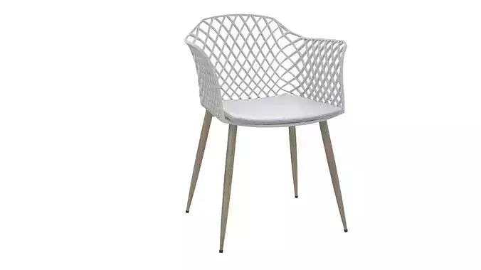 Plastic padded chair wooden legs 3D model