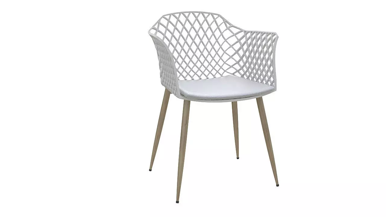 Plastic padded chair wooden legs 3D model_0