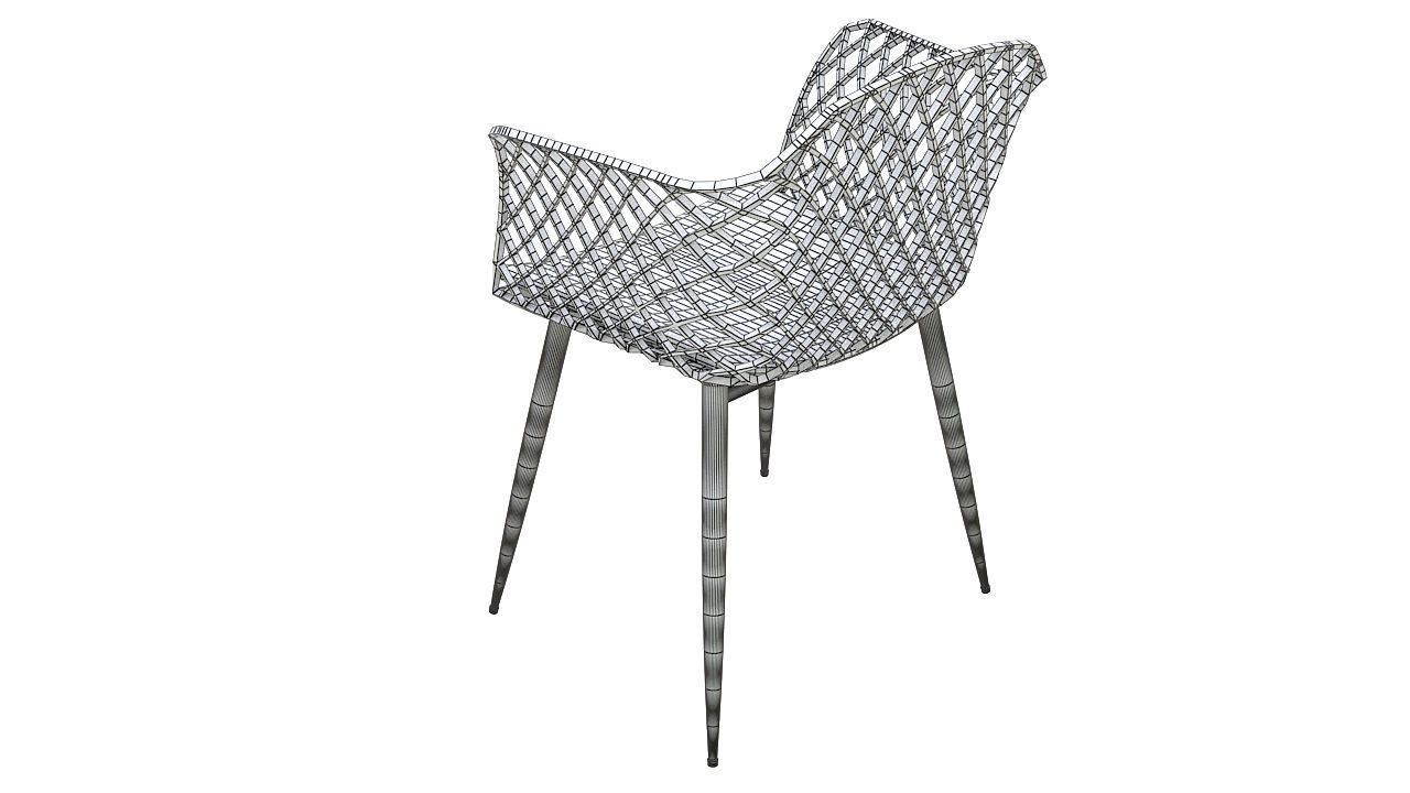 Plastic padded chair wooden legs 3D model_6