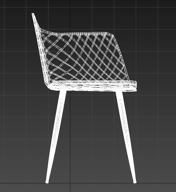 Plastic padded chair wooden legs 3D model_13