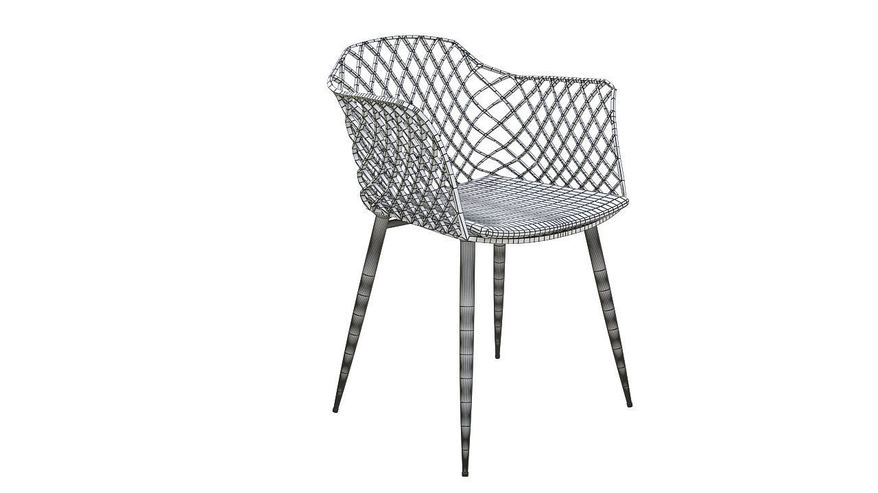 Plastic padded chair wooden legs 3D model_7