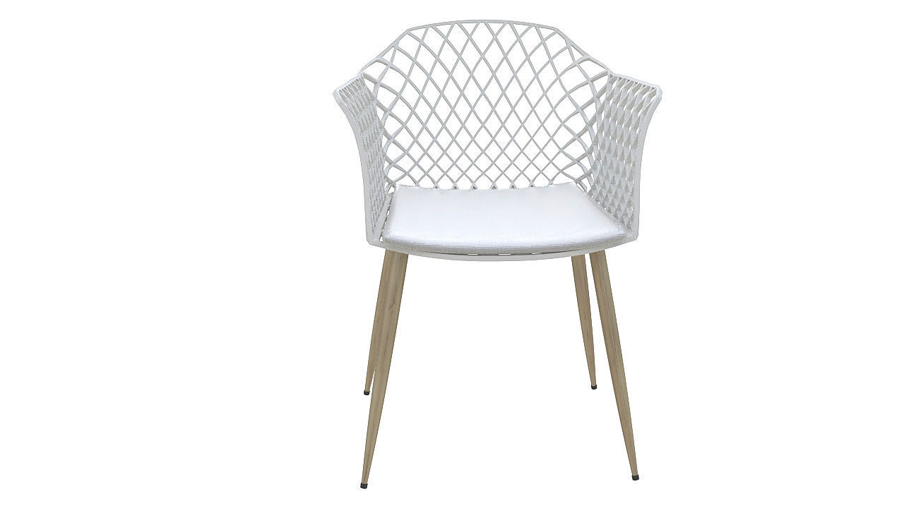 Plastic padded chair wooden legs 3D model_1