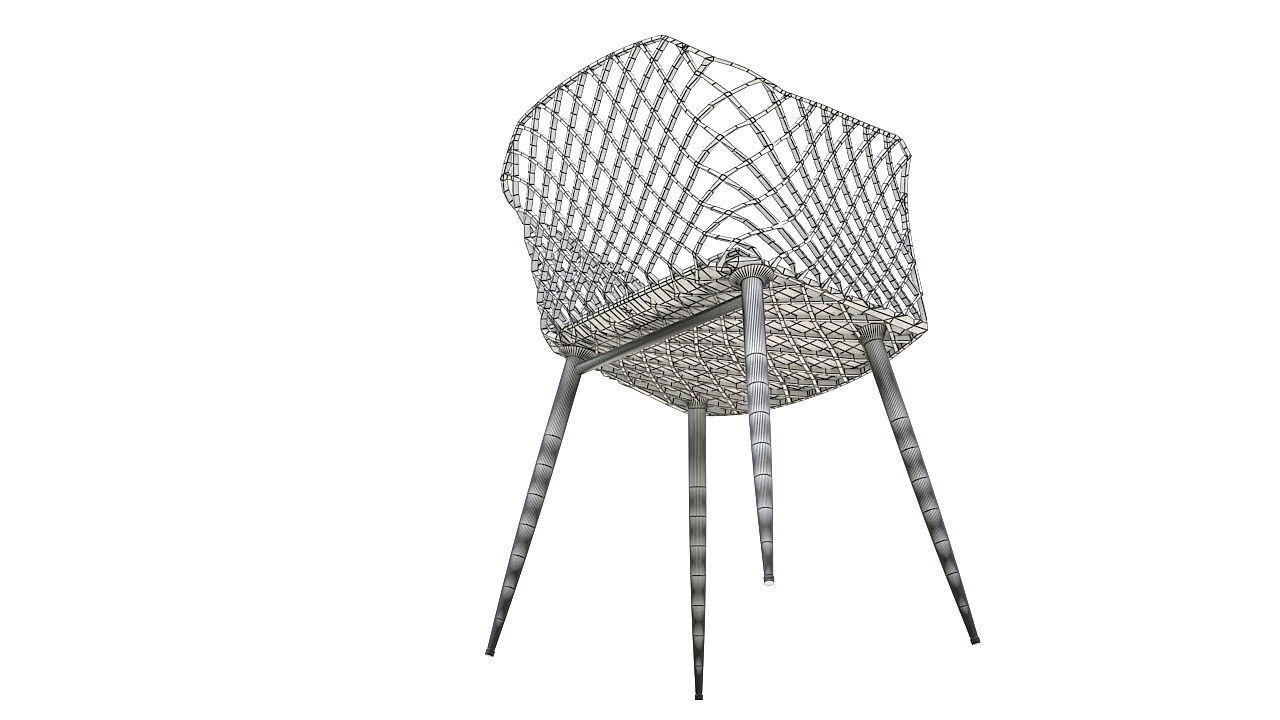 Plastic padded chair wooden legs 3D model_9