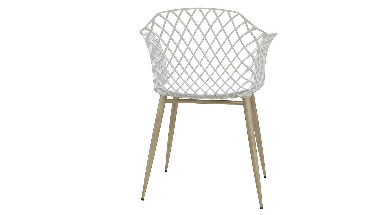 Plastic padded chair wooden legs 3D model_3