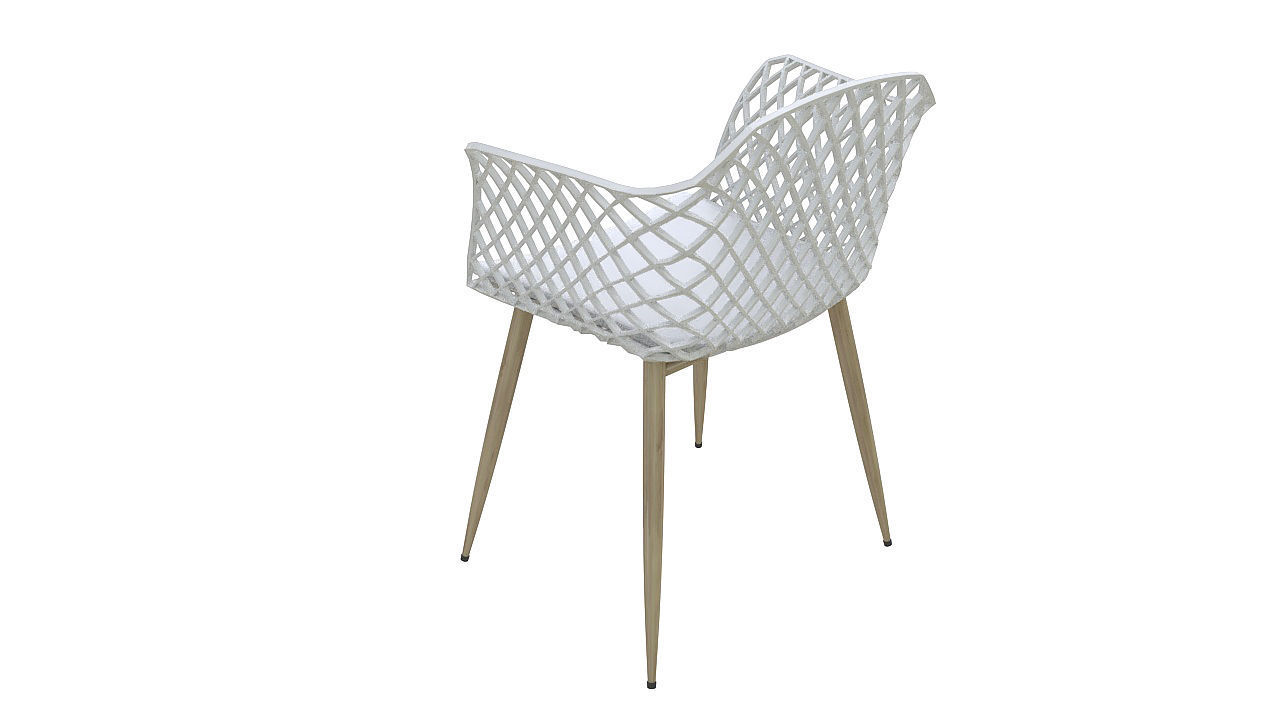 Plastic padded chair wooden legs 3D model_4