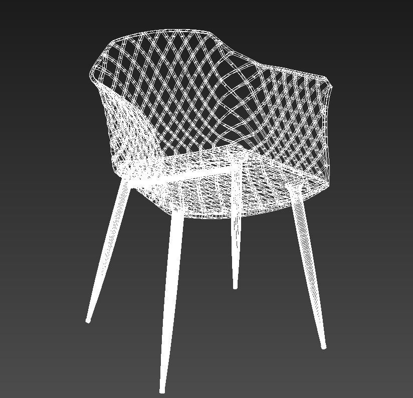 Plastic padded chair wooden legs 3D model_11