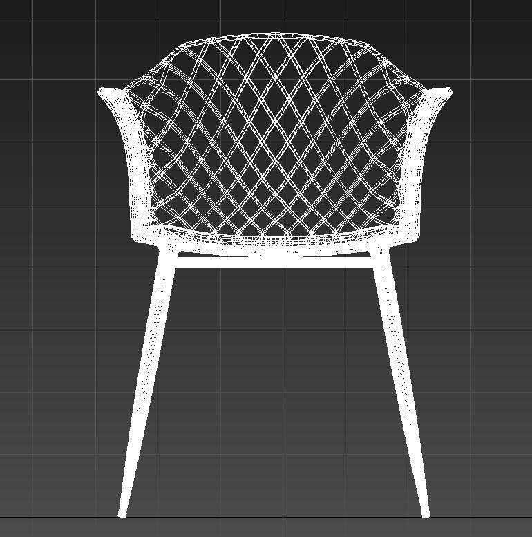 Plastic padded chair wooden legs 3D model_12