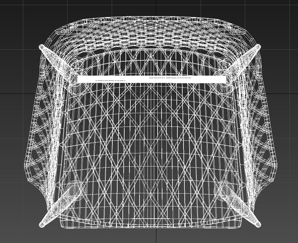 Plastic padded chair wooden legs 3D model_14