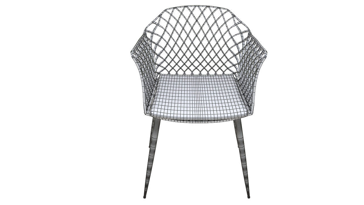 Plastic padded chair wooden legs 3D model_8