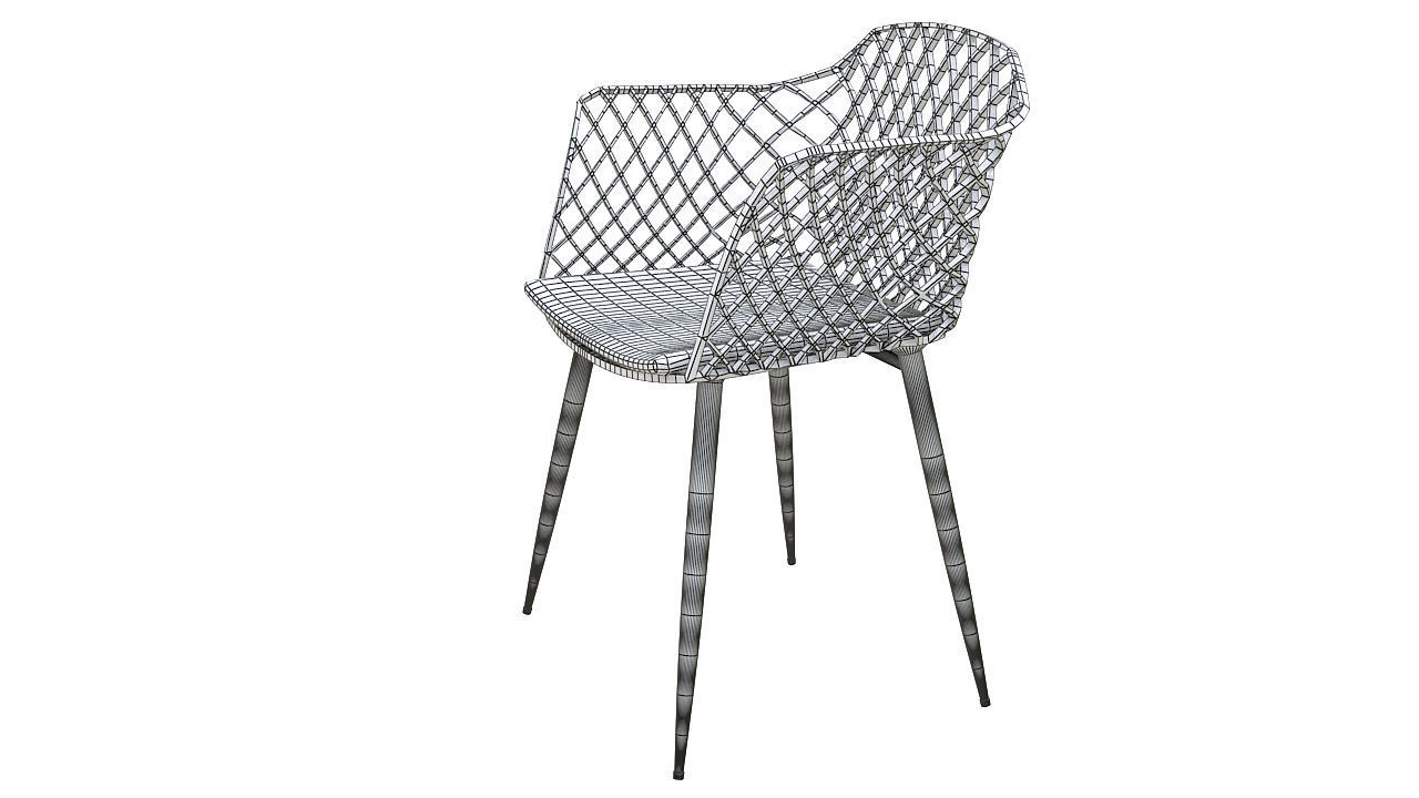 Plastic padded chair wooden legs 3D model_15