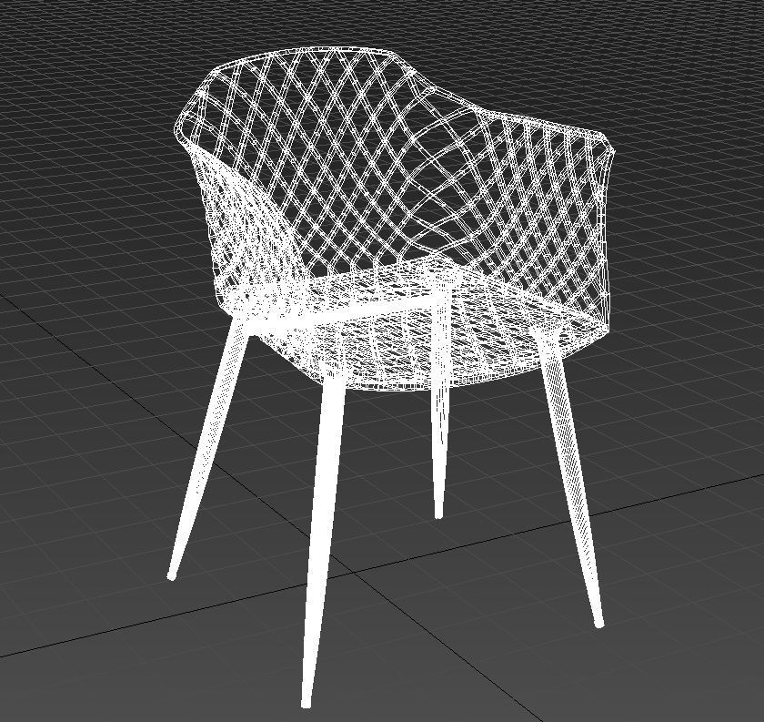 Plastic padded chair wooden legs 3D model_10