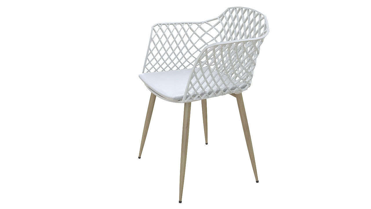 Plastic padded chair wooden legs 3D model_5