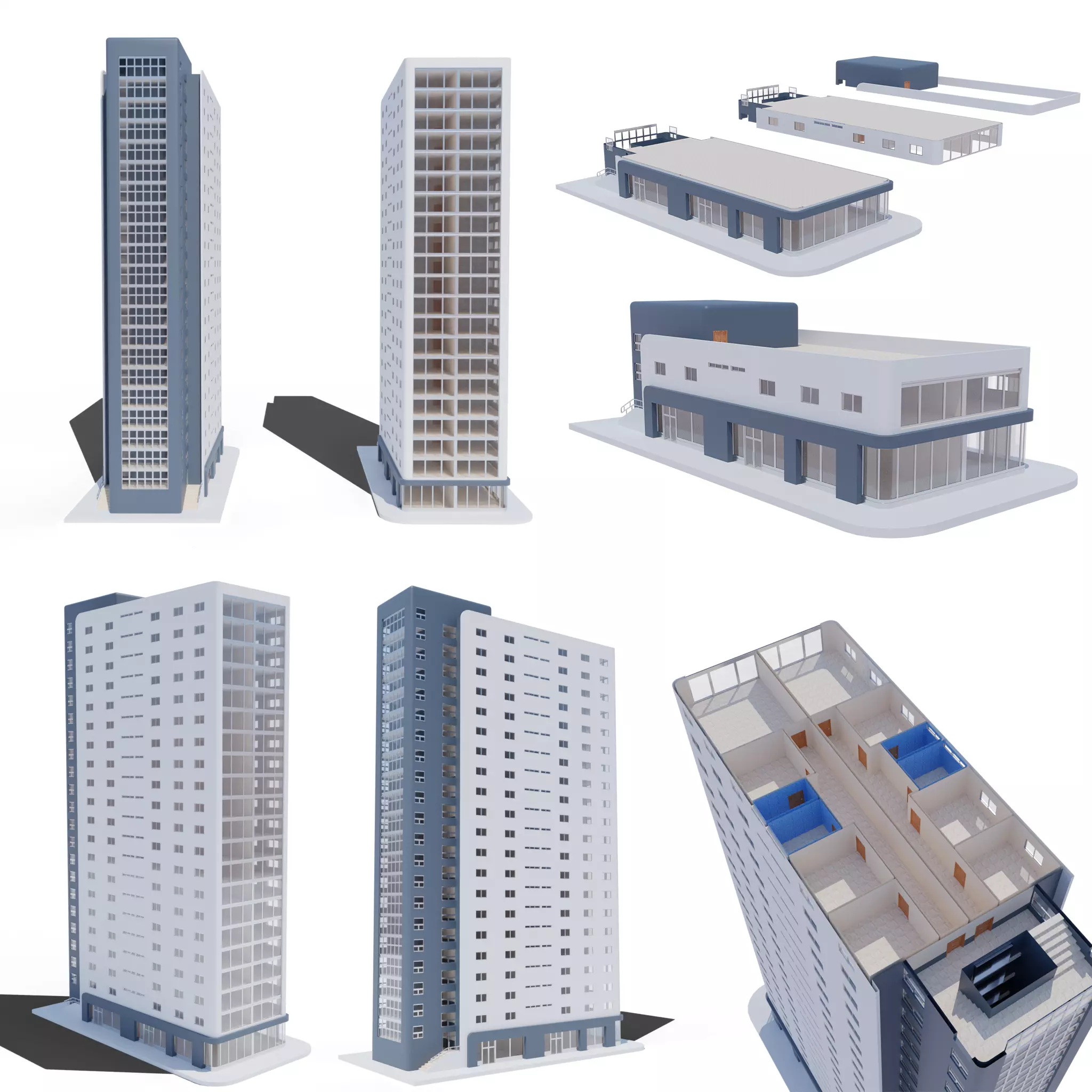 Residential Building with internal 1 3D model_0