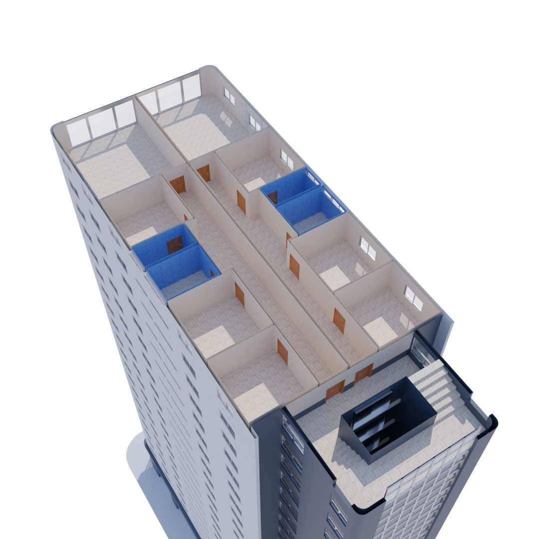 Residential Building with internal 1 3D model_7