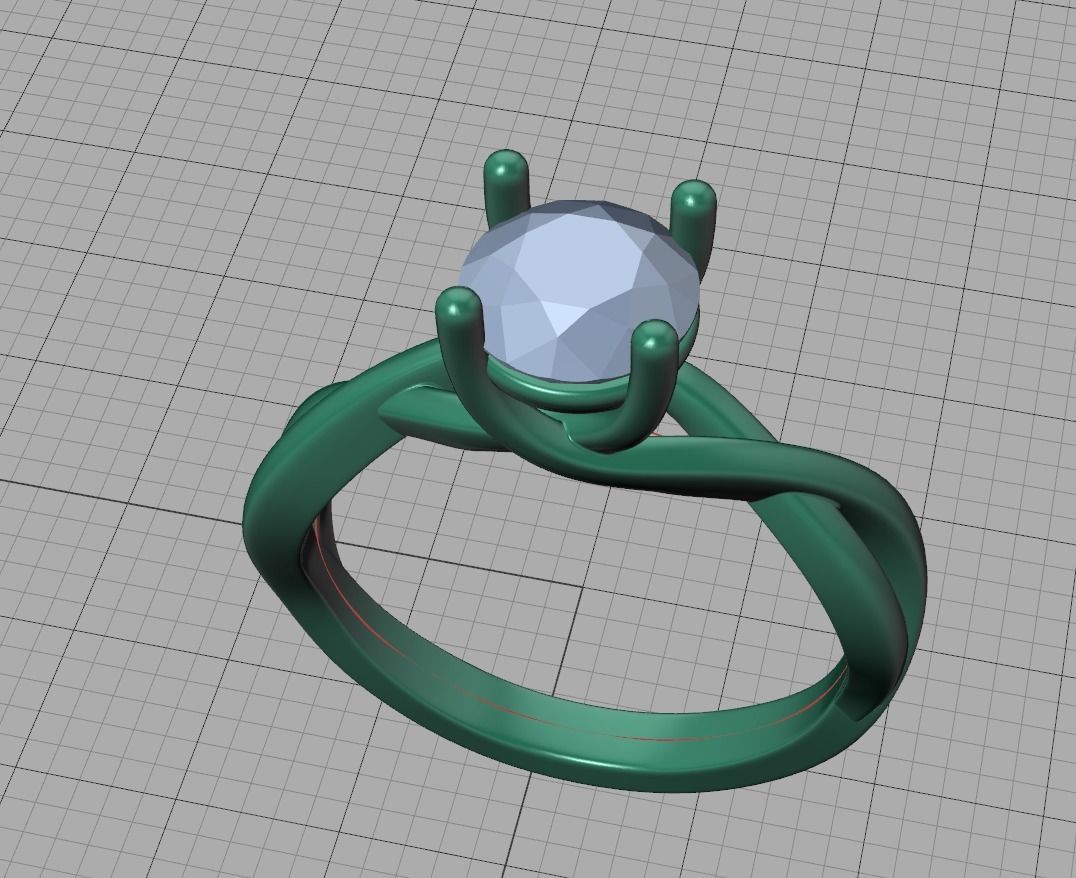 Solitaire Engagement Ring  1Ct Stone 3dmodel 3D print model_24