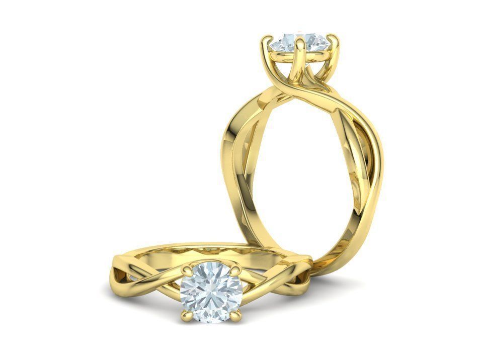 Solitaire Engagement Ring  1Ct Stone 3dmodel 3D print model_40