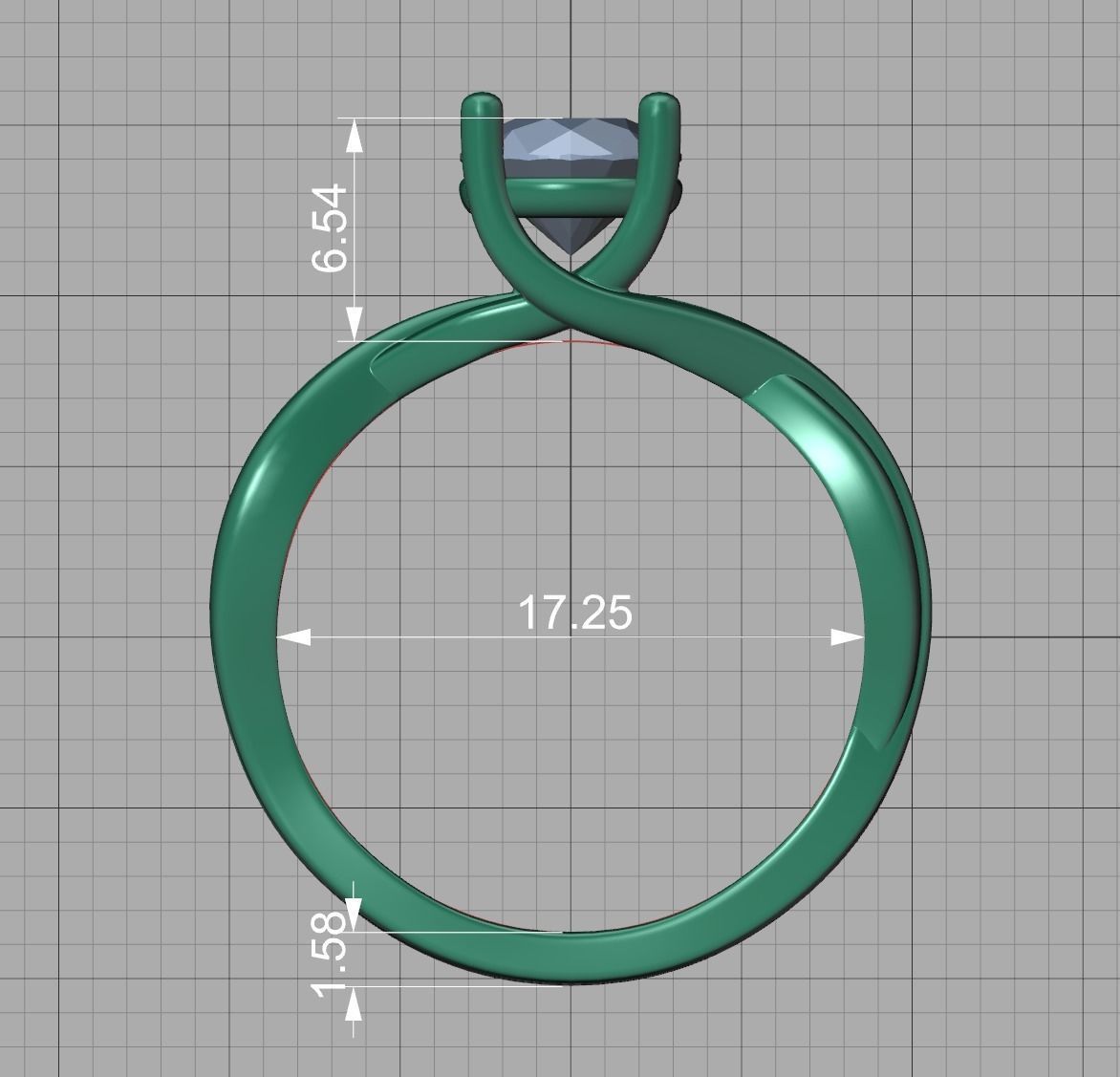 Solitaire Engagement Ring  1Ct Stone 3dmodel 3D print model_20